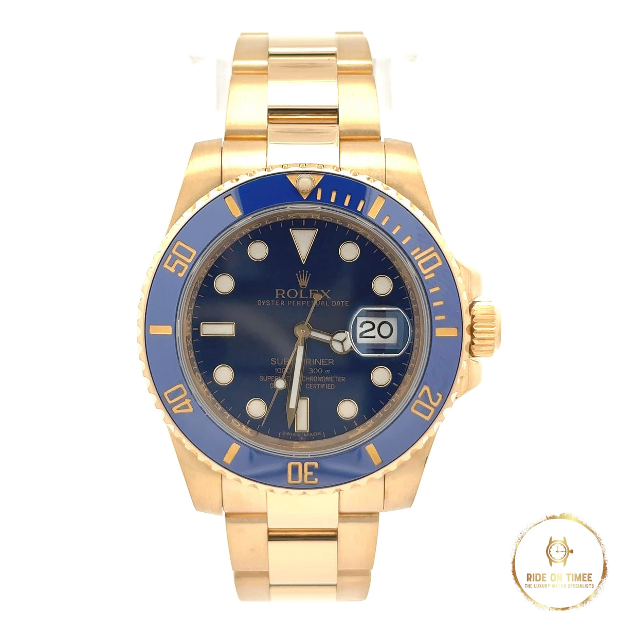 Rolex Submariner Date 40 18k Yellow Gold Factory Blue Dial ‘116618LB’ - Ride On Timee