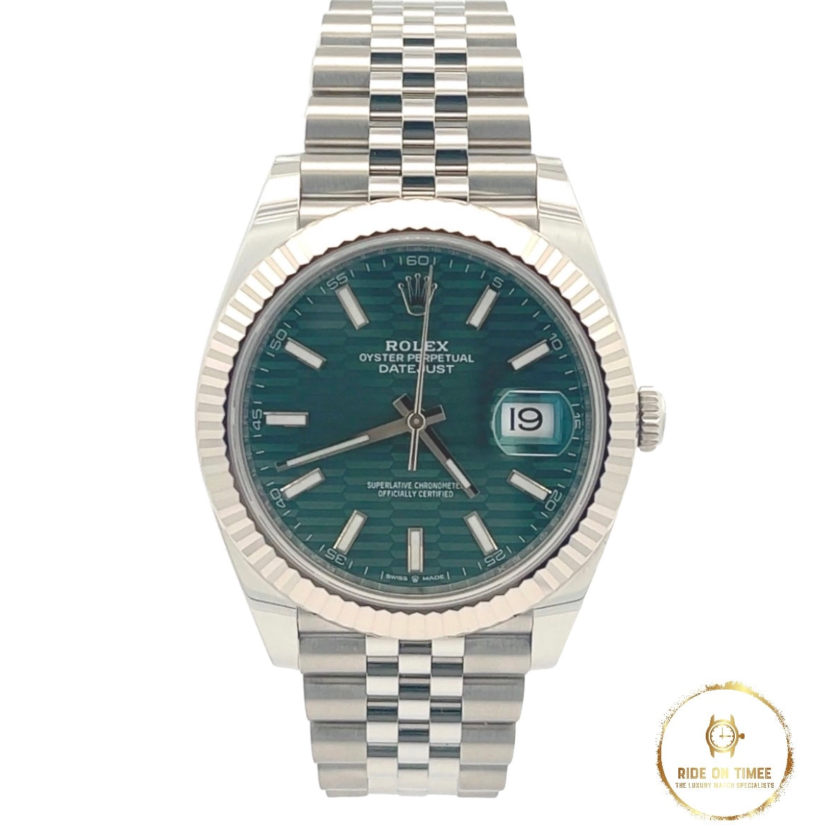 Rolex Datejust 41mm Factory Motif Mint Green Dial ‘126334’ - Ride On Timee