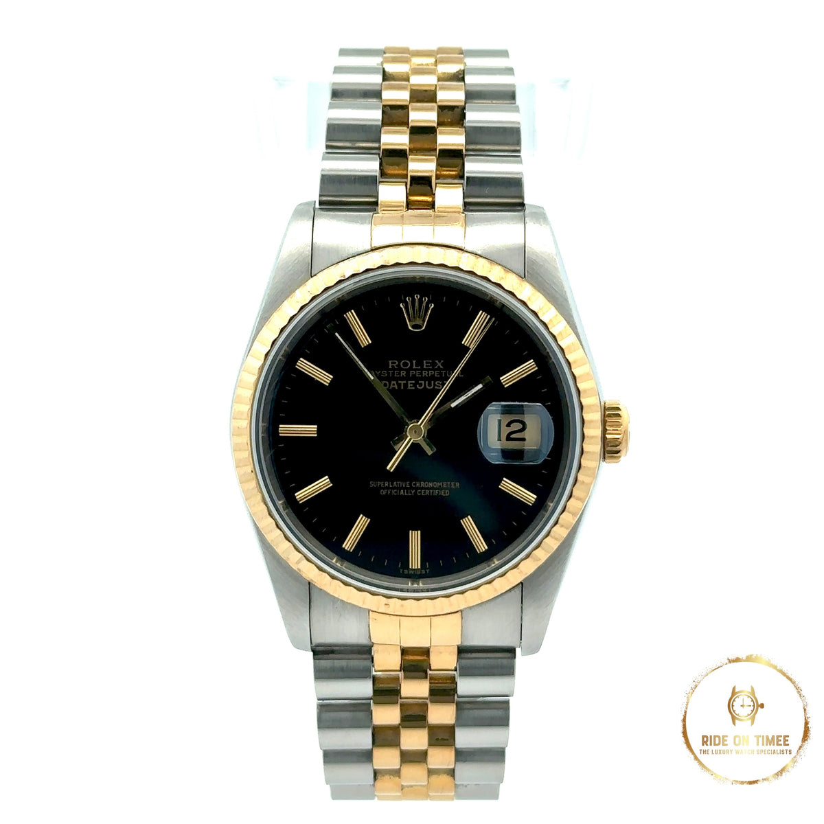 Rolex Datejust 36 Factory Black Baton Dial ‘16233’ - Ride On Timee
