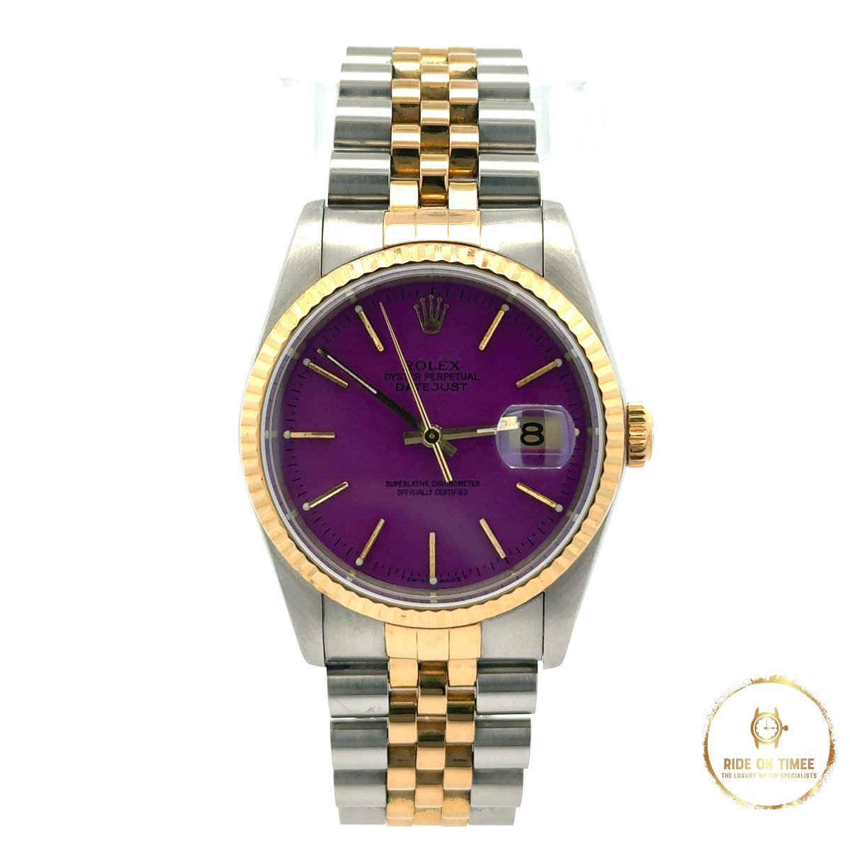 Rolex Datejust 36 Refinished Purple Baton Dial - Ride On Timee