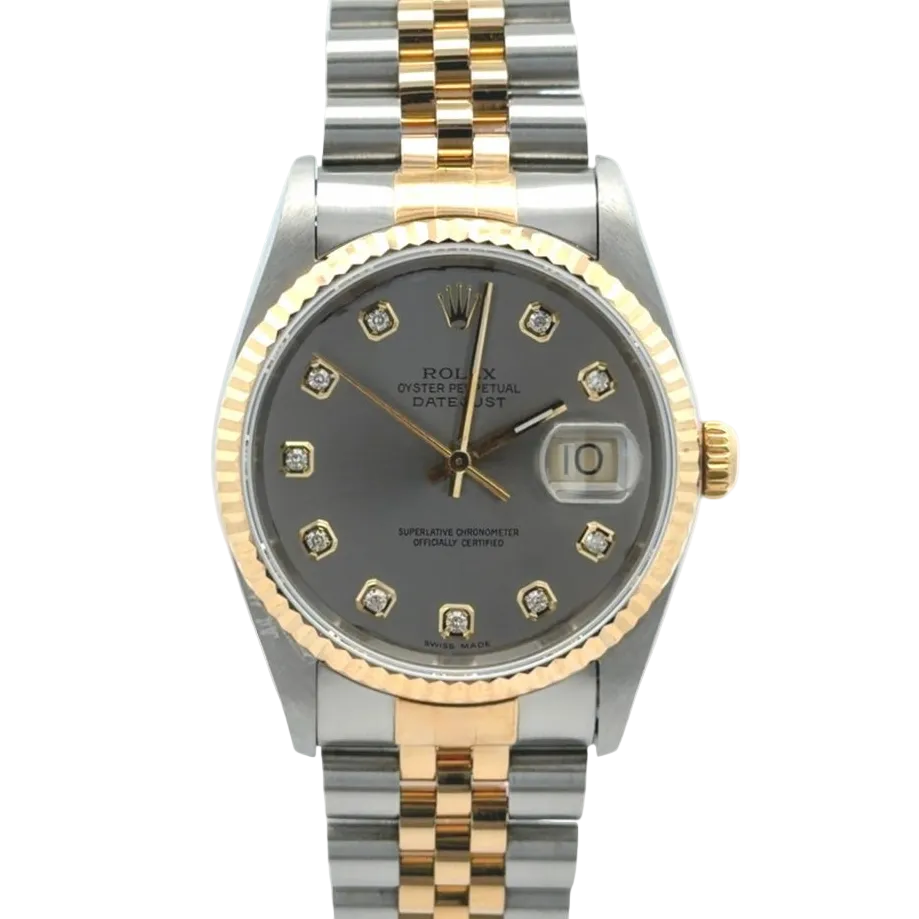Rolex Datejust 36mm Factory Silver Diamond Dial ‘16233’