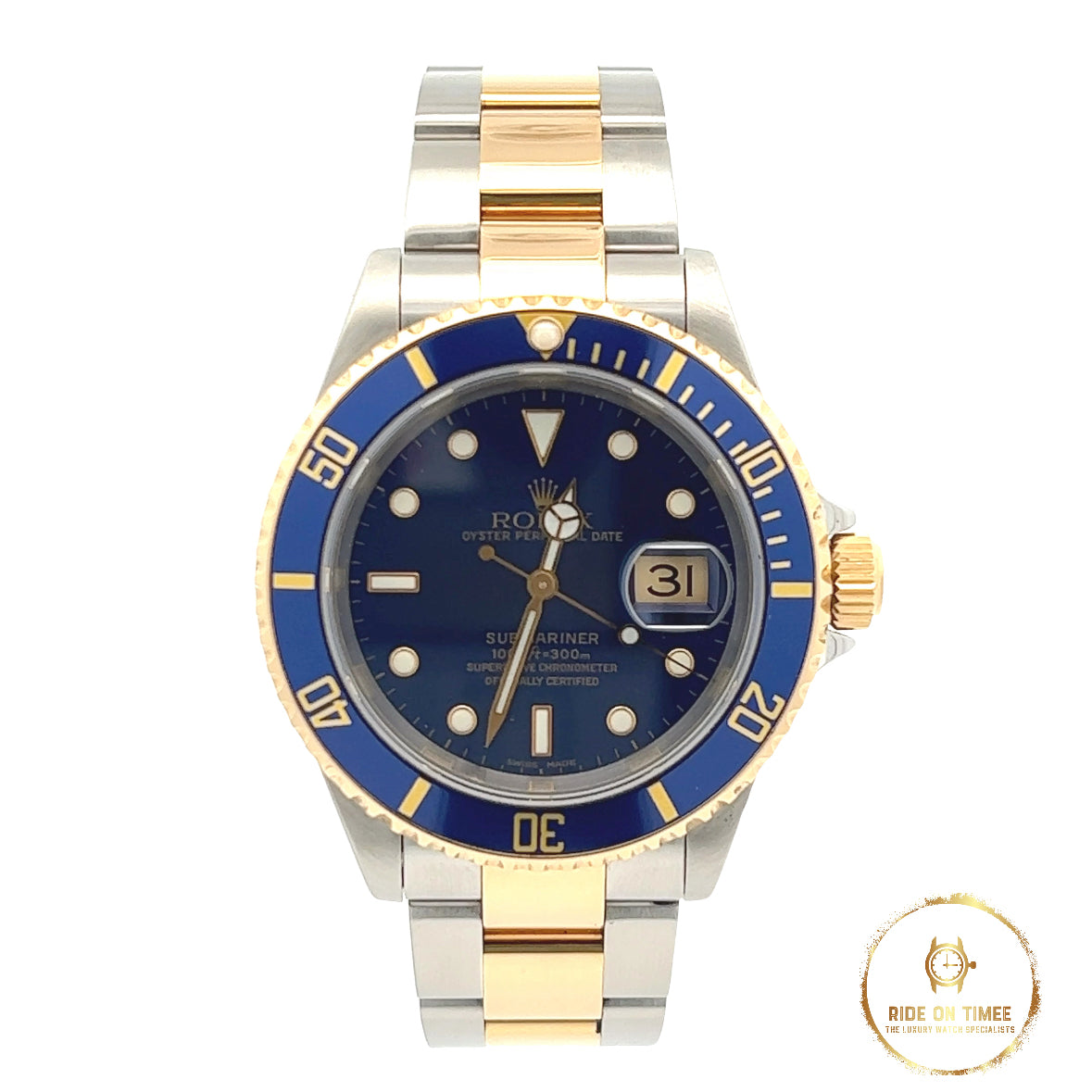 Rolex submariner date blue online dial men's watch 16613lb