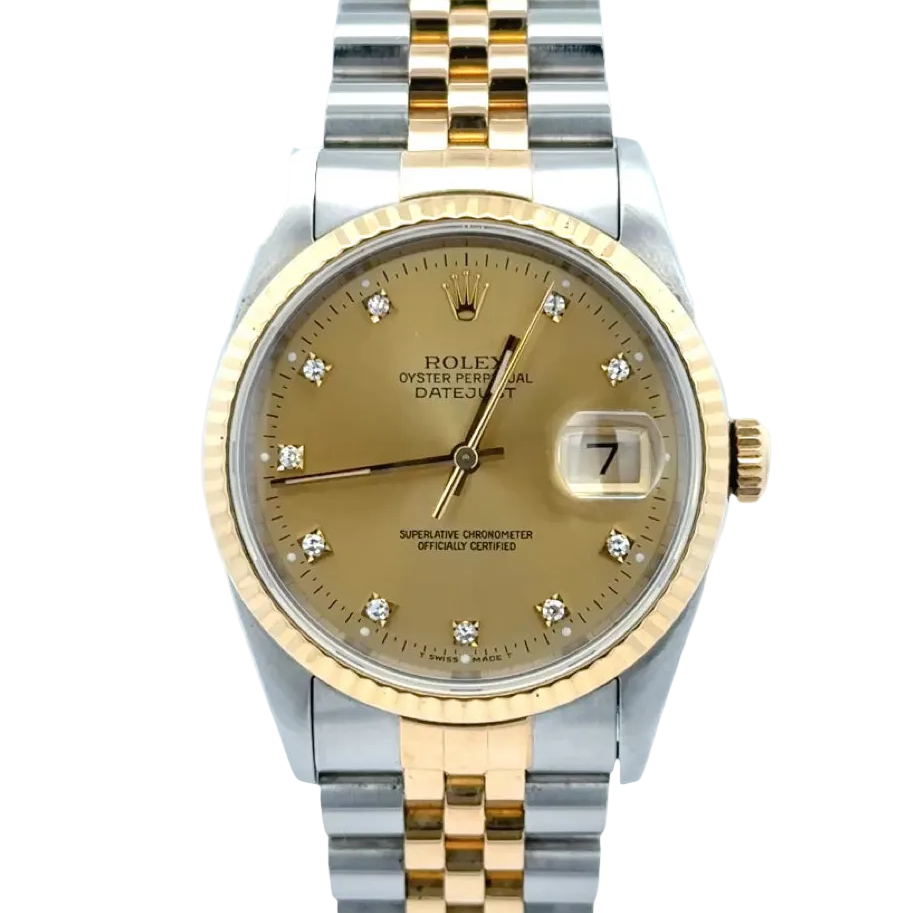 Rolex Datejust 36mm Factory Champagne Diamond Dial ‘16233’