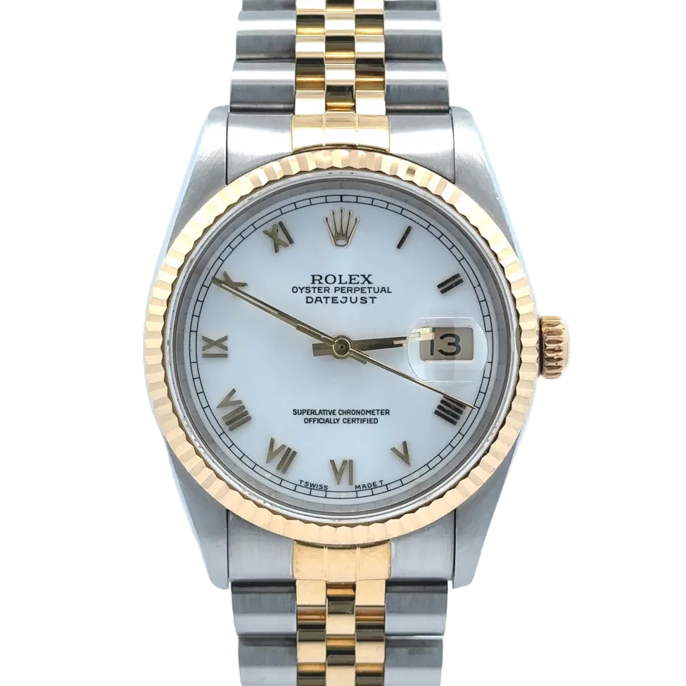 Rolex Datejust 36mm Factory Skinny White Roman Dial ‘16233’