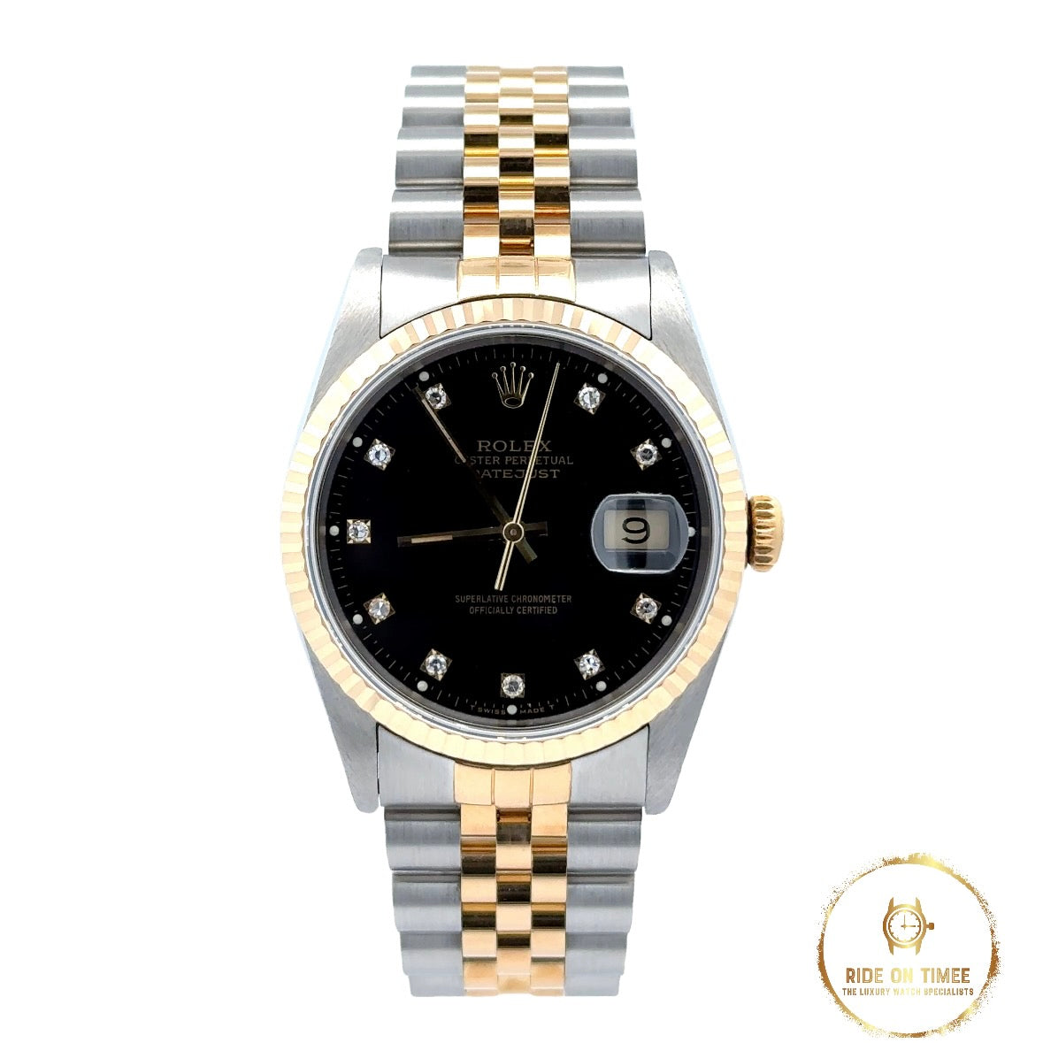 Rolex Datejust 36mm Factory Black Diamond Dial ‘16233’ - Ride On Timee