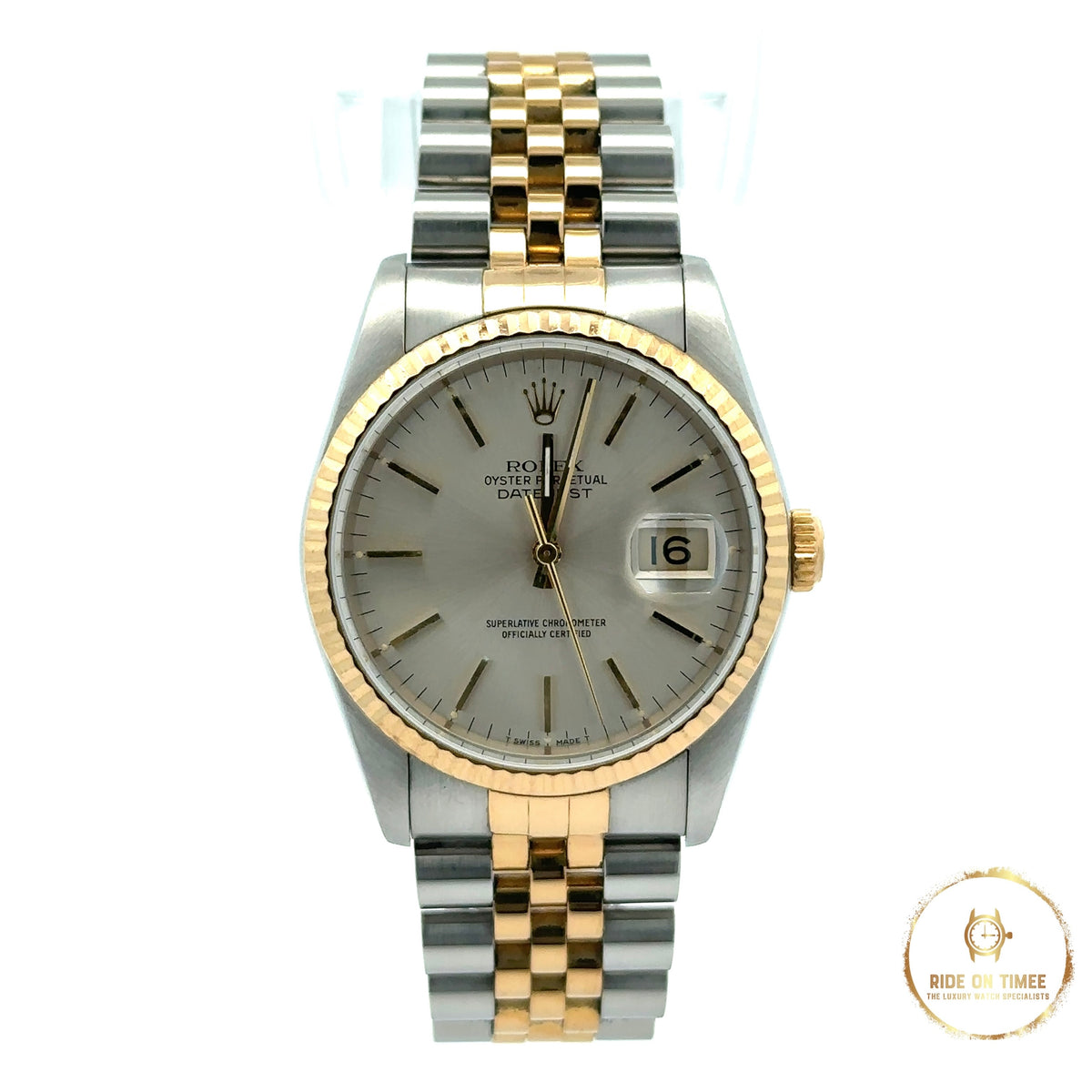 Rolex Datejust 36mm Factory Silver Baton Dial ‘16233’ - Ride On Timee
