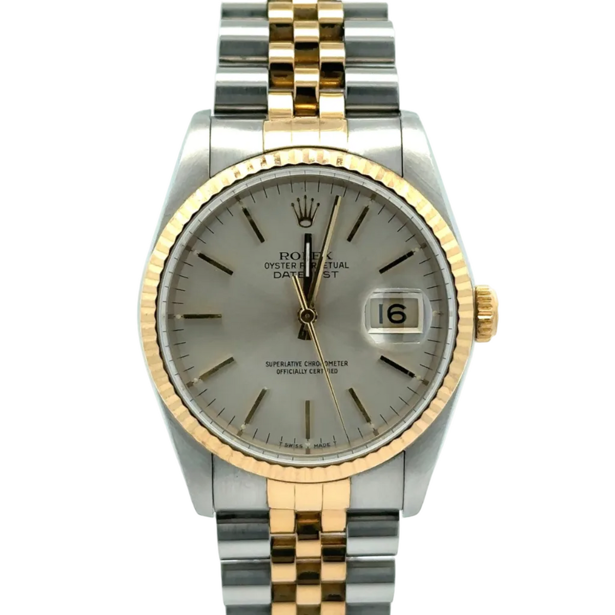 Rolex Datejust 36mm Factory Silver Baton Dial ‘16233’