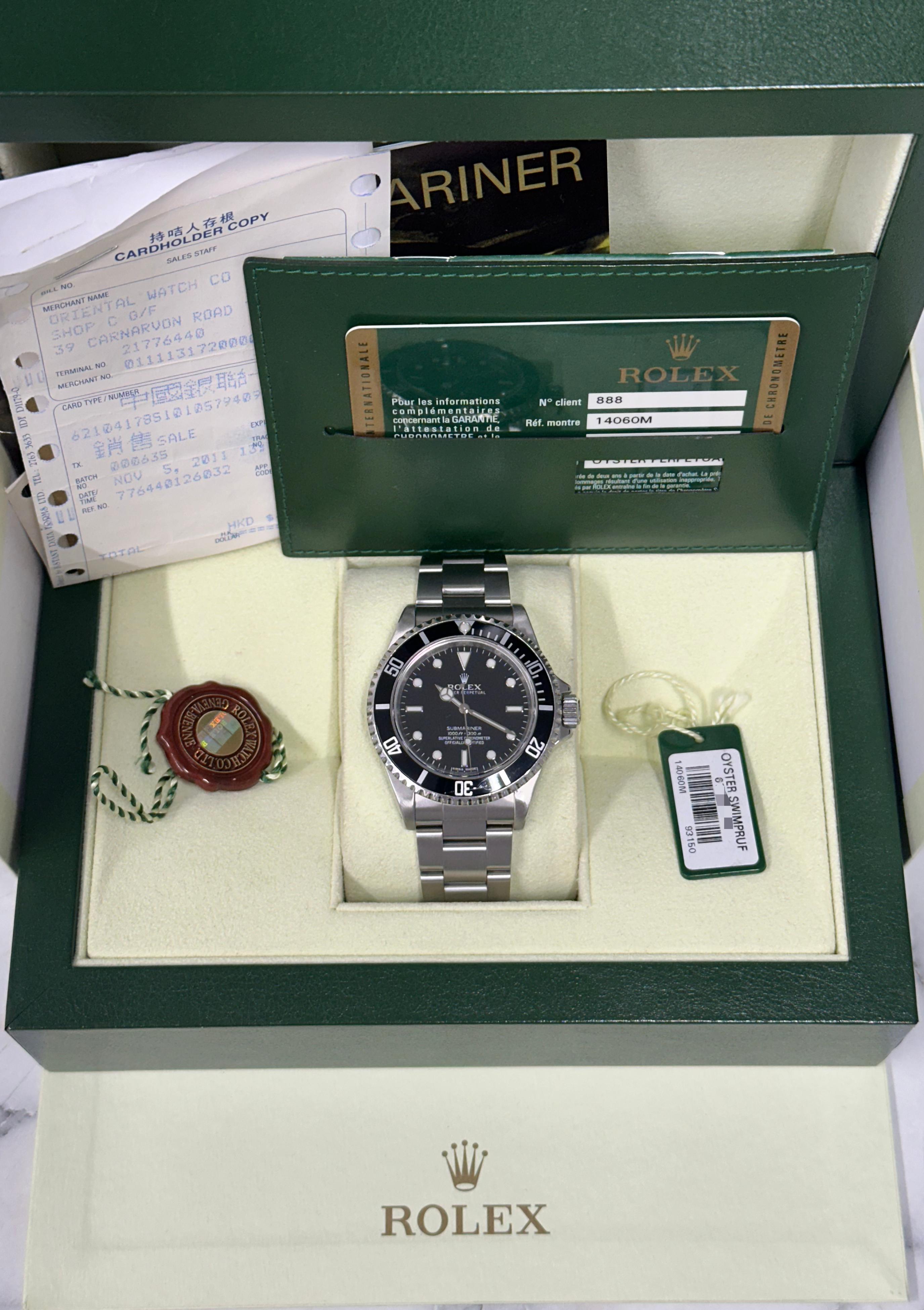 Rolex Submariner Non Date Rare 4 Liner Dial 14060M Ride On Timee