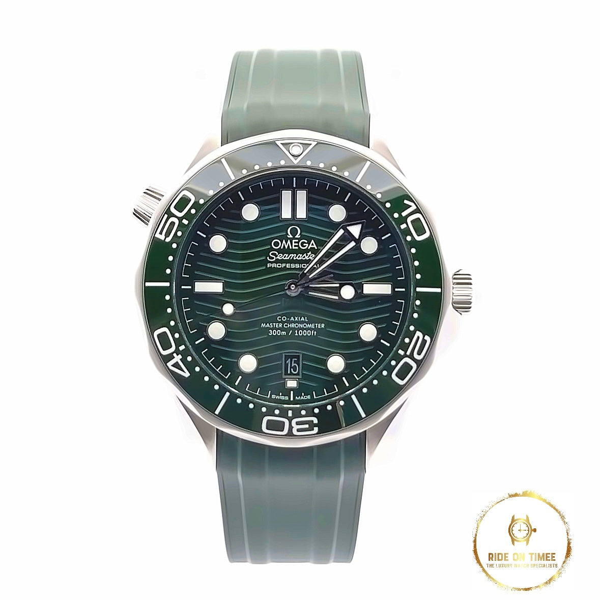 Omega Seamaster 300M 42mm Factory Green Dial & Bezel - Ride On Timee