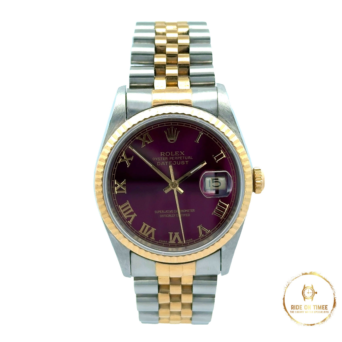 Rolex Datejust 36mm Custom Purple Roman Dial ‘16233’ - Ride On Timee