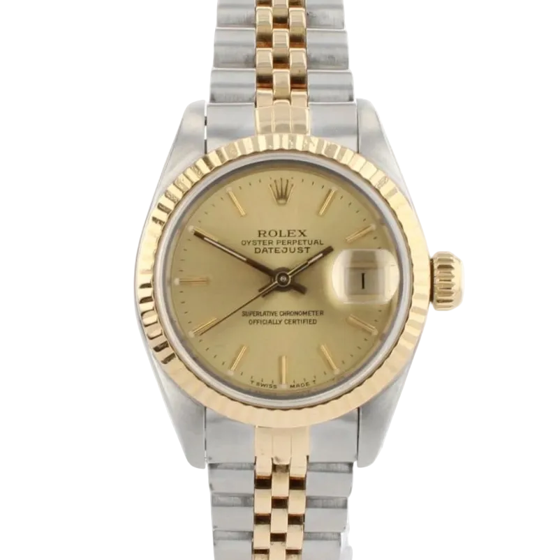 Ladies Rolex Datejust 26 Factory Champagne Baton Dial ‘69173’
