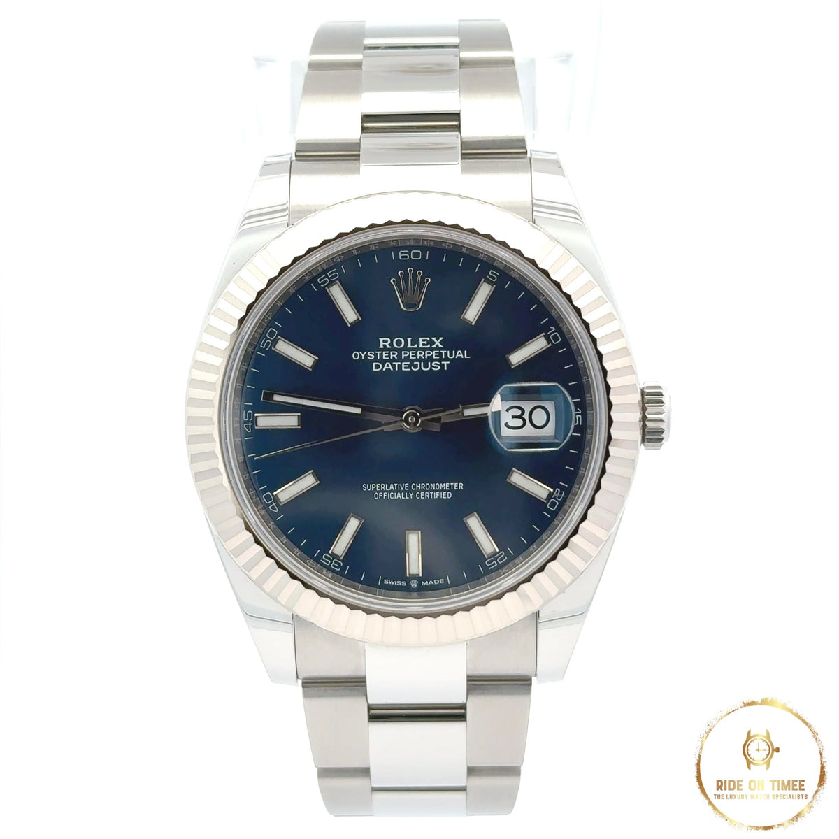 Rolex Datejust 41 Factory Blue Baton Dial ‘126334’ - Ride On Timee