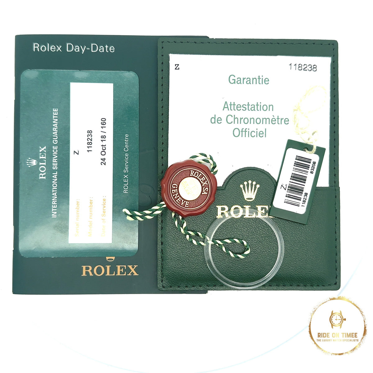 Rolex Day-Date 36 Factory Green Baton Dial ‘118238’ - Ride On Timee