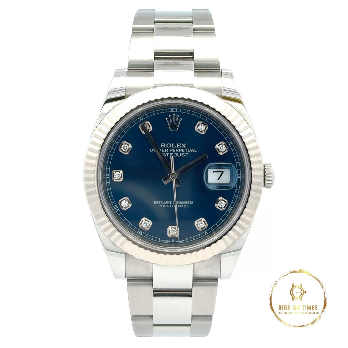 Rolex datejust 41 discount blue dial diamond