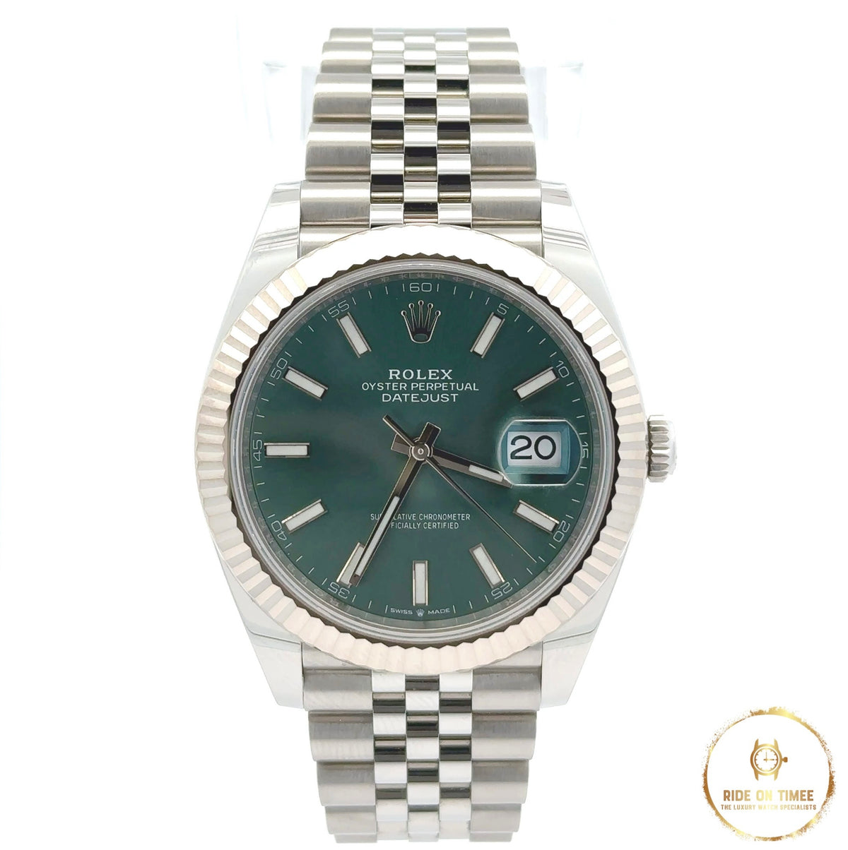 Rolex Datejust 41mm Factory Mint Green Baton Dial ‘126334’ - Ride On Timee