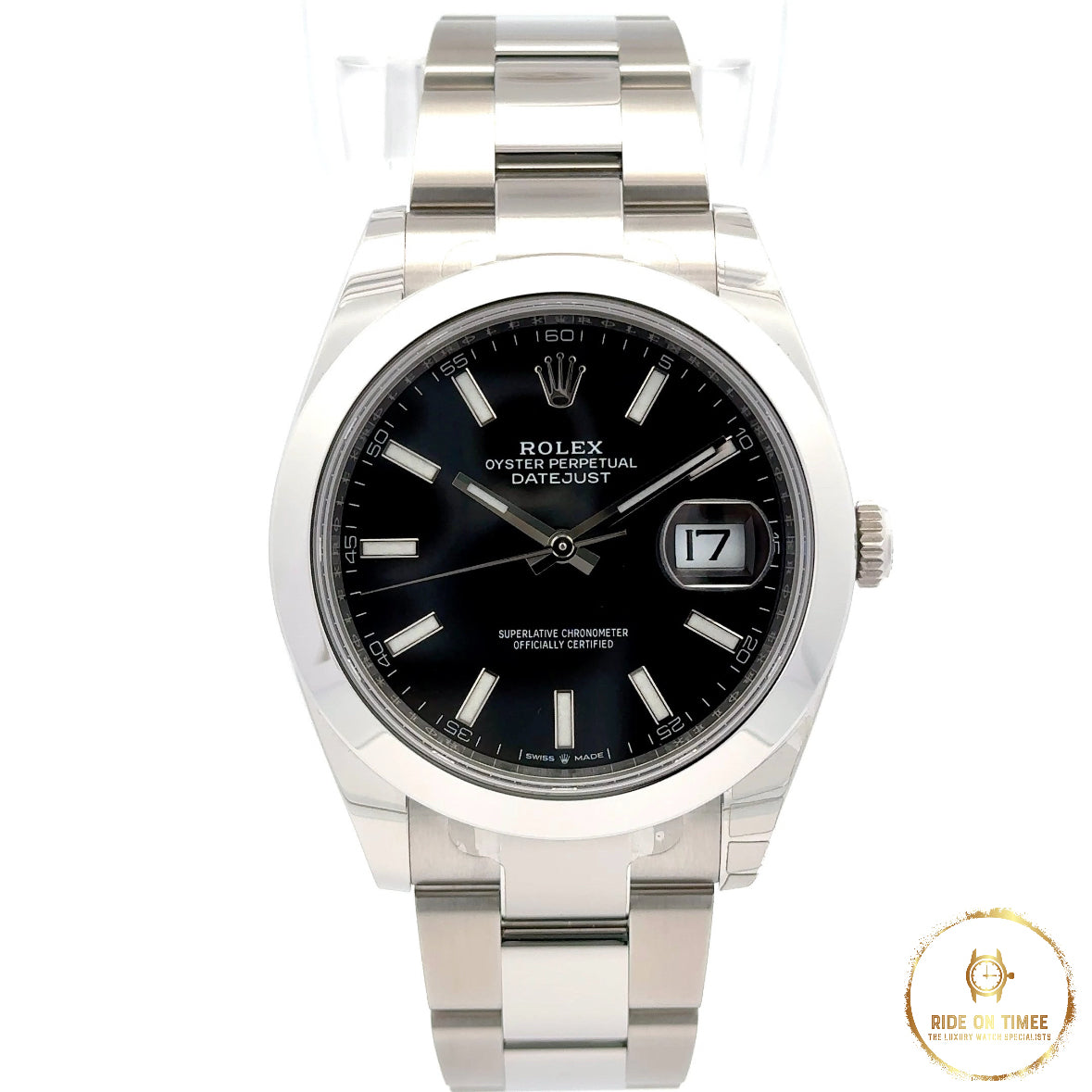 Rolex Datejust 41mm Factory Black Baton Dial ‘126300’ - Ride On Timee