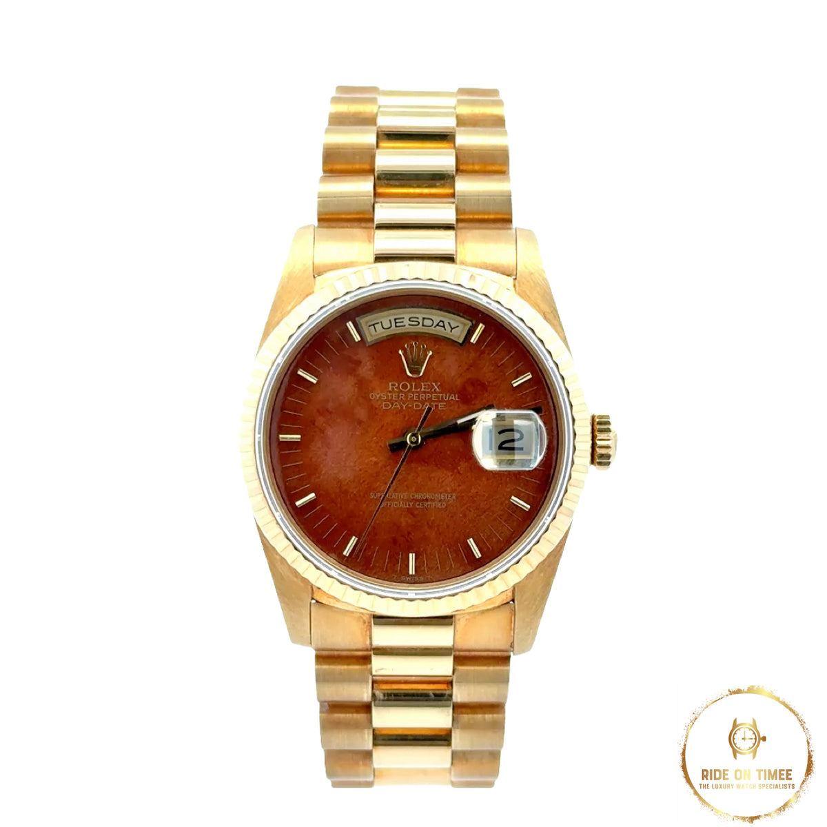 Rolex Day-Date 36 18K Rare Factory Wood Baton Dial ‘18238’