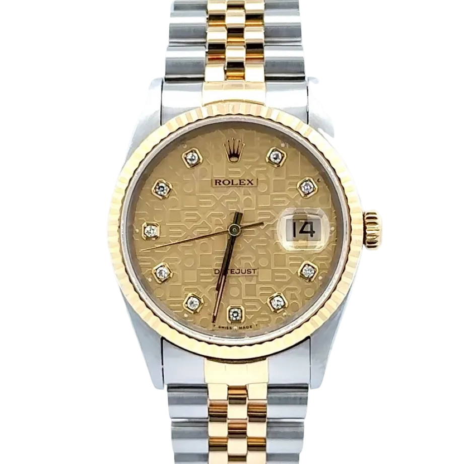 Rolex Datejust 36mm Factory Champagne Jubilee Diamond Dial ‘16233’