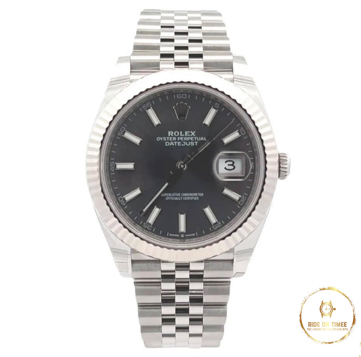 Rolex Datejust 41mm Factory Rhodium Baton Dial ‘126334’ - Ride On Timee
