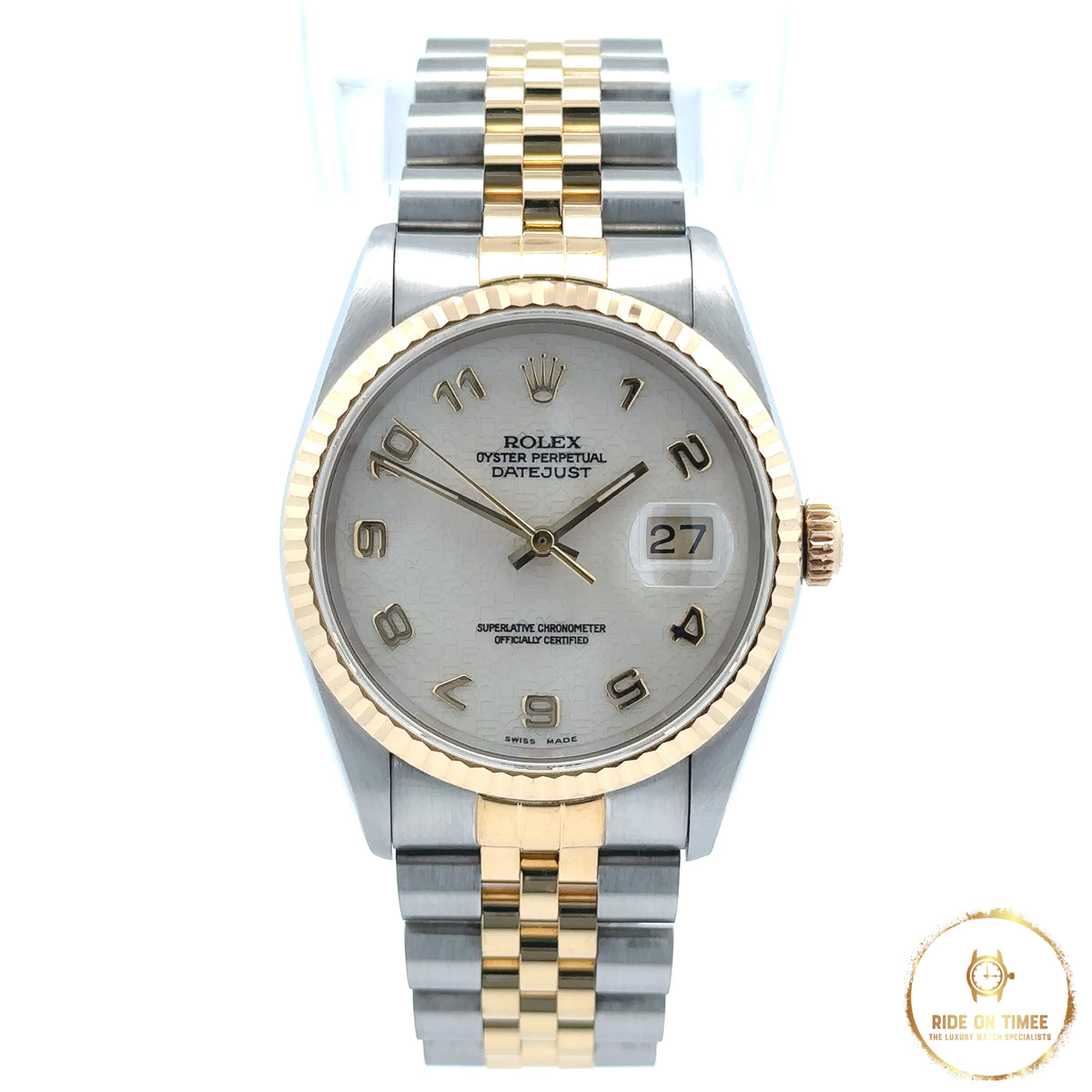 Rolex Datejust 36mm Factory White Jubilee Dial ‘16233’ - Ride On Timee