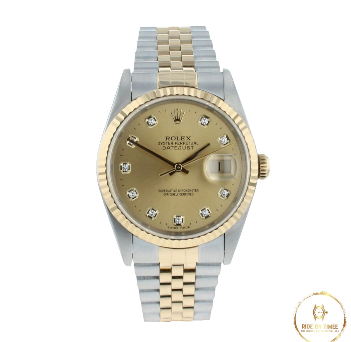 Rolex Datejust 36mm Factory Big Stone Champagne Diamond Dial ‘16233’