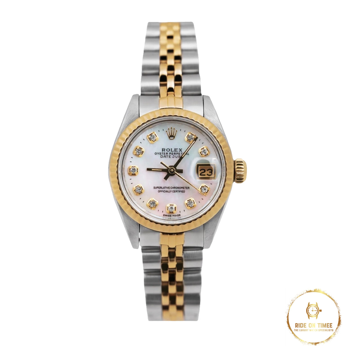 Ladies Rolex Datejust 26 Custom White MOP Diamond Dial ‘69173’