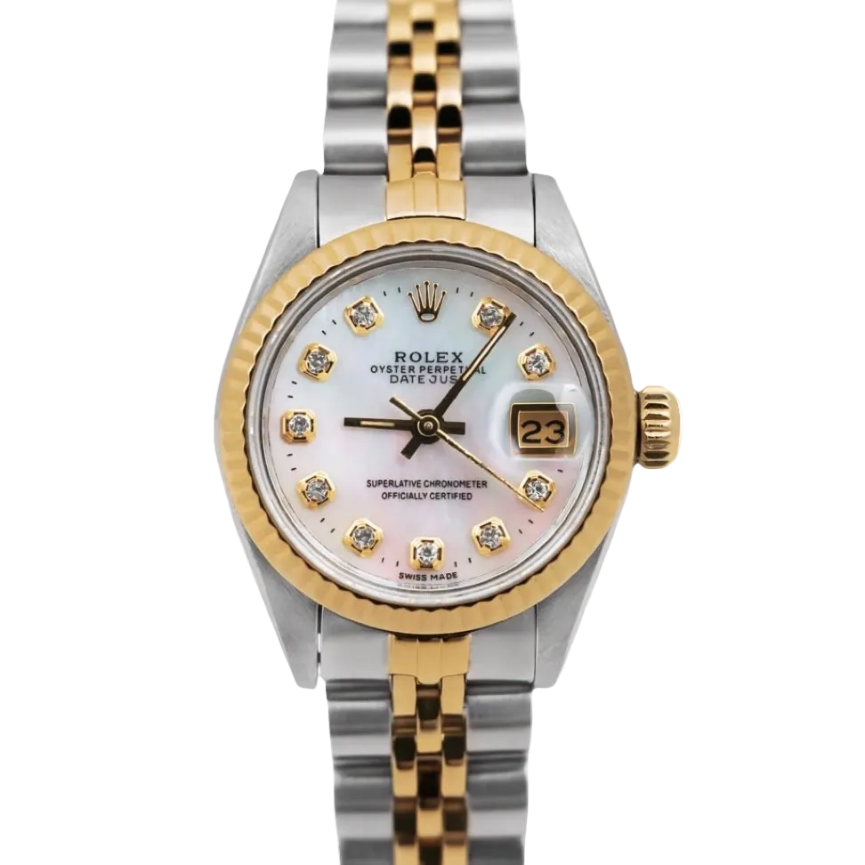 Ladies Rolex Datejust 26 Custom White MOP Diamond Dial ‘69173’