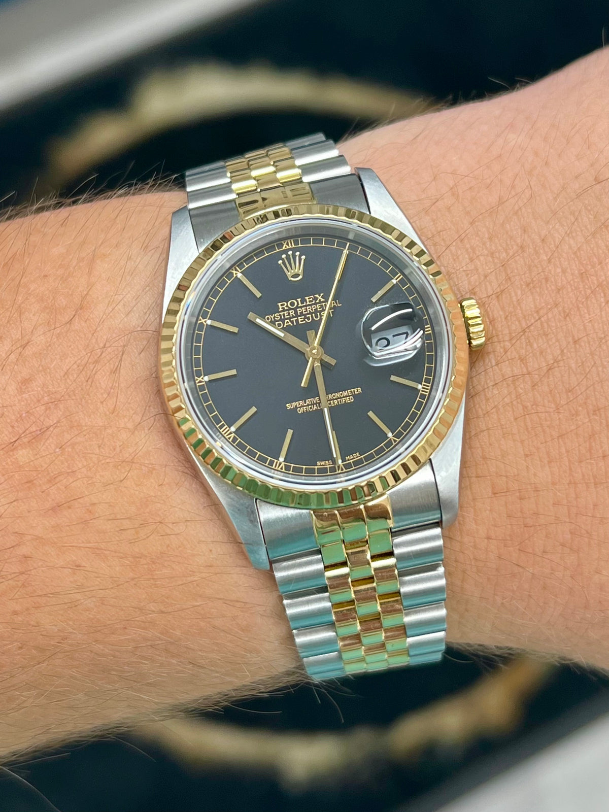 Rolex Datejust 36 Factory Black Baton Dial ‘16233’ - Ride On Timee