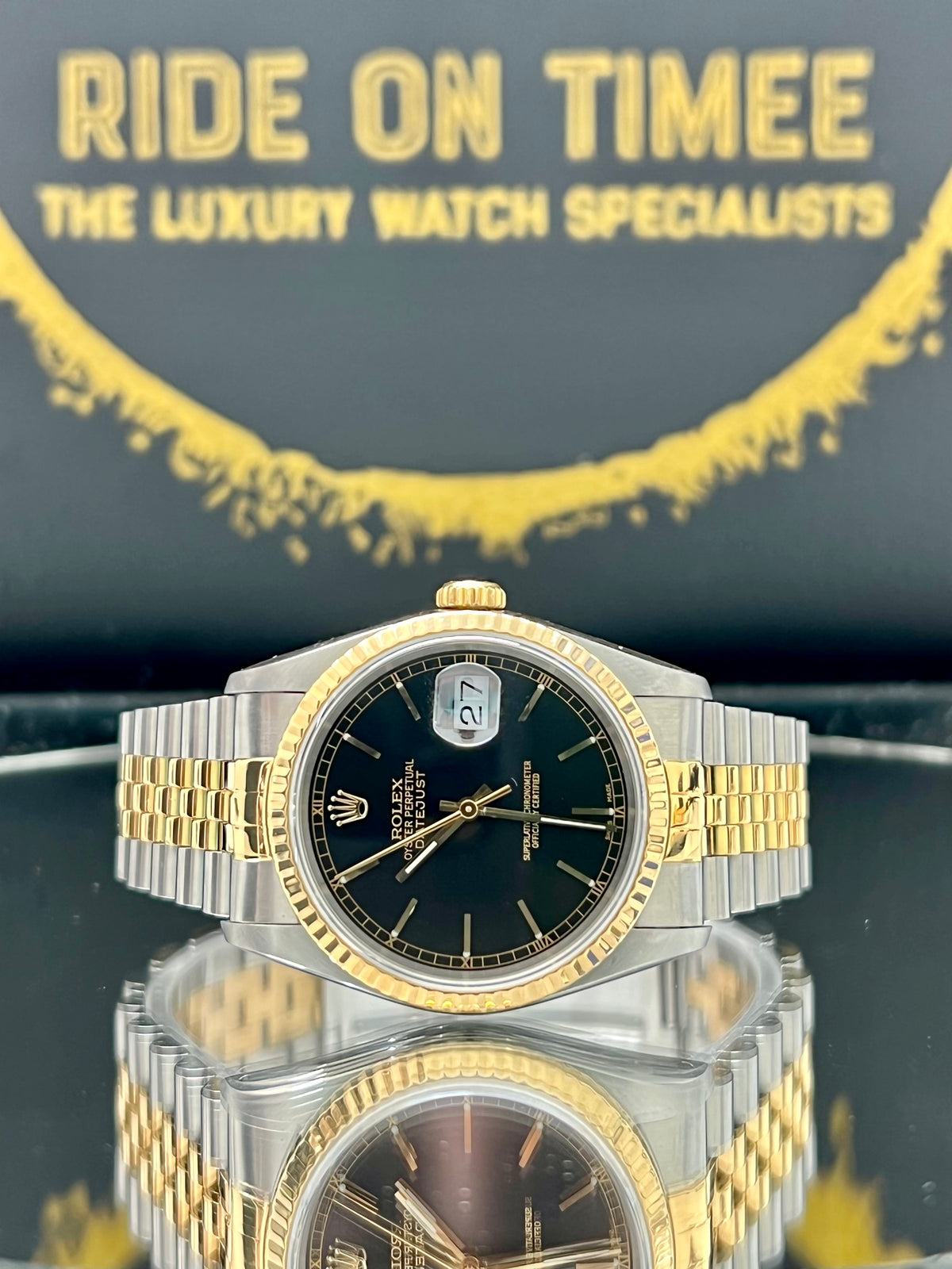 Rolex Datejust 36 Factory Black Baton Dial ‘16233’ - Ride On Timee