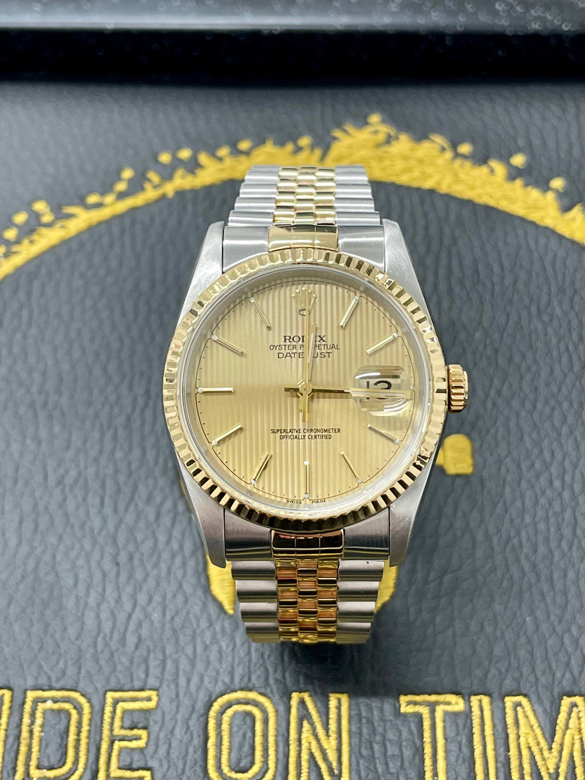 Rolex Datejust 36mm Factory Champagne Tapestry Dial ‘16233’ - Ride On Timee